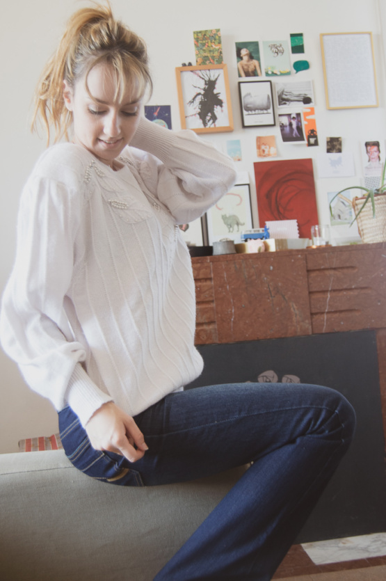 Pull blanc T L