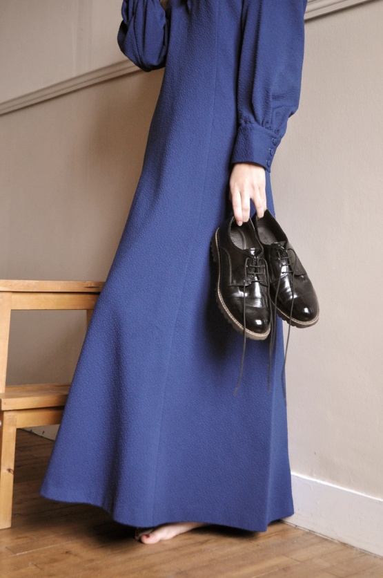 Robe bleue vintage T 42 – Image 3