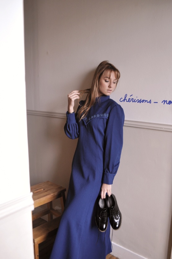 Robe bleue vintage T 42