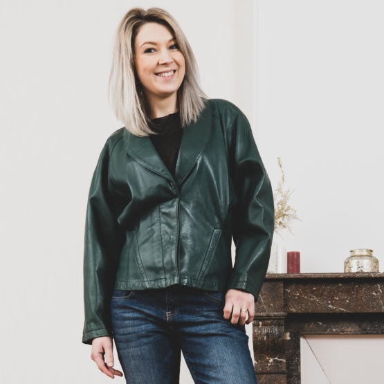 Veste verte en cuir tM