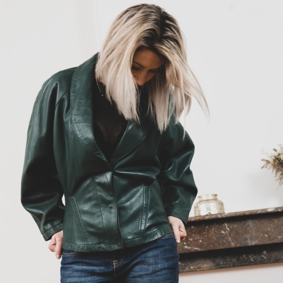 Veste verte en cuir tM – Image 4