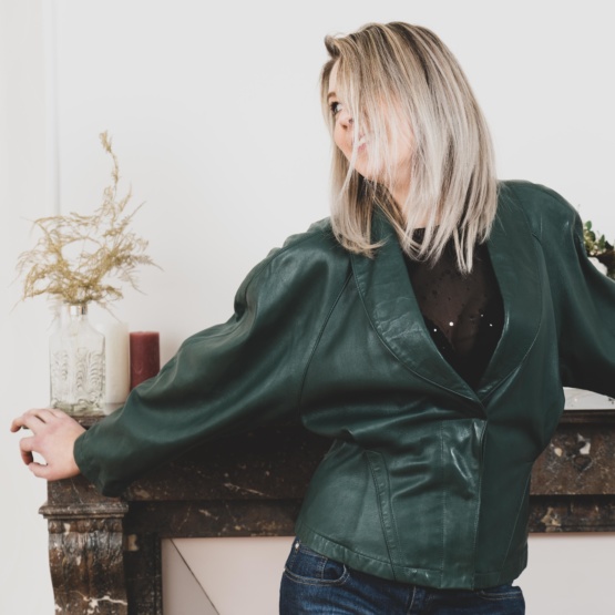 Veste verte en cuir tM – Image 3