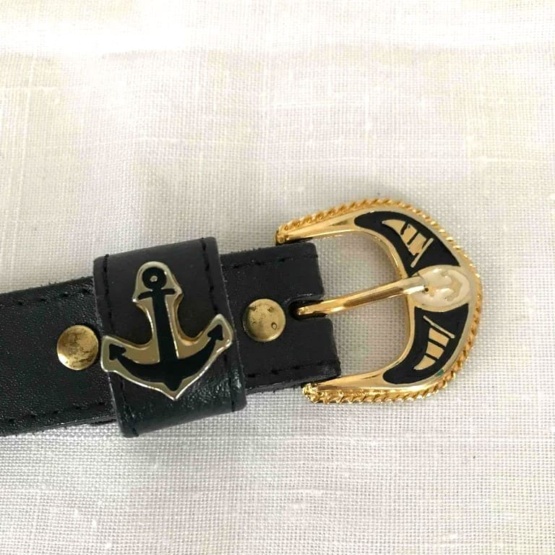 ceinture cuir bleu marine Made In France 85 cm – Image 5