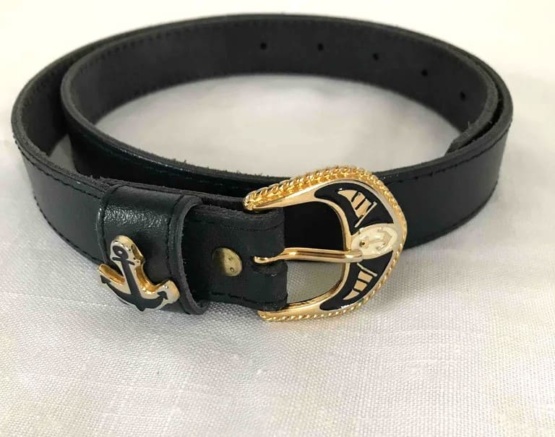 ceinture cuir bleu marine Made In France 85 cm – Image 4