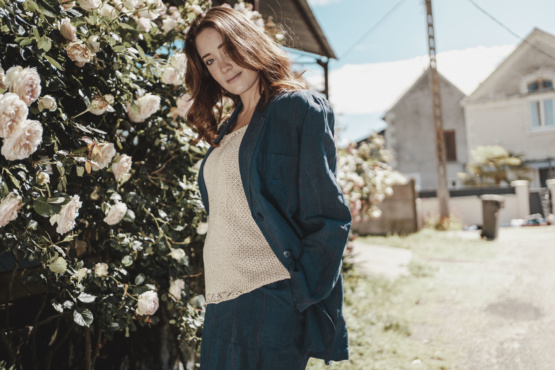 Veste bleue à rayures rouges Daniel Hechter T40