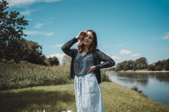 Gilet bleu en crochet Taille unique