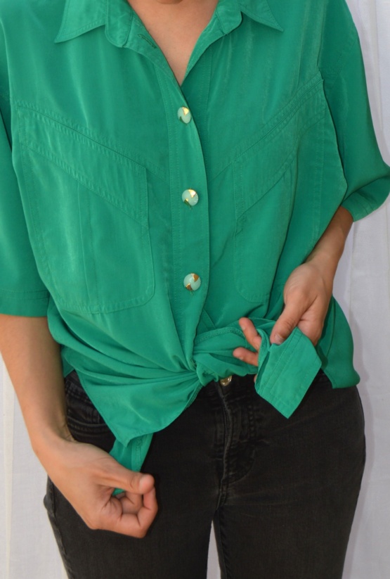 Chemise en soie verte t 46