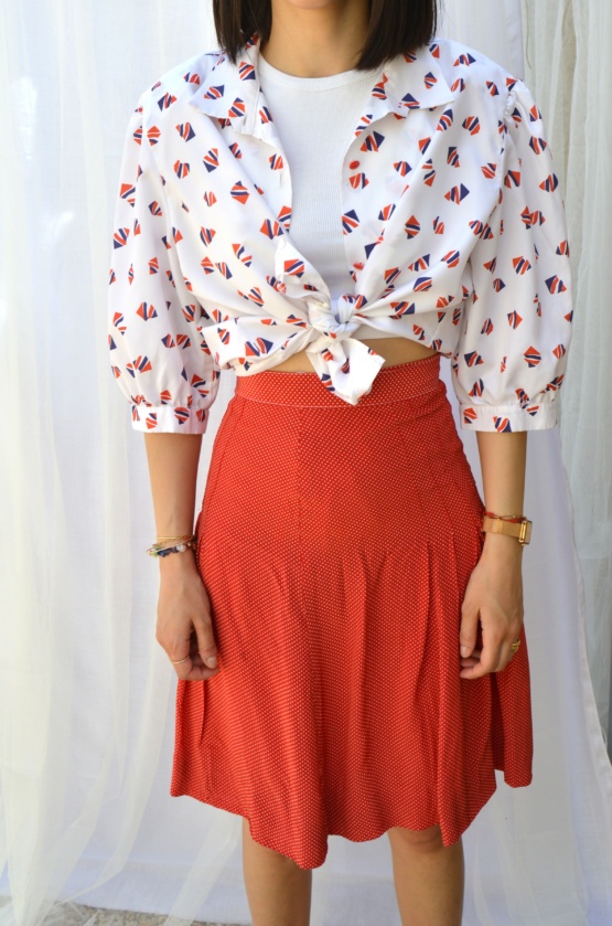 Jupe Rouge à pois t 34