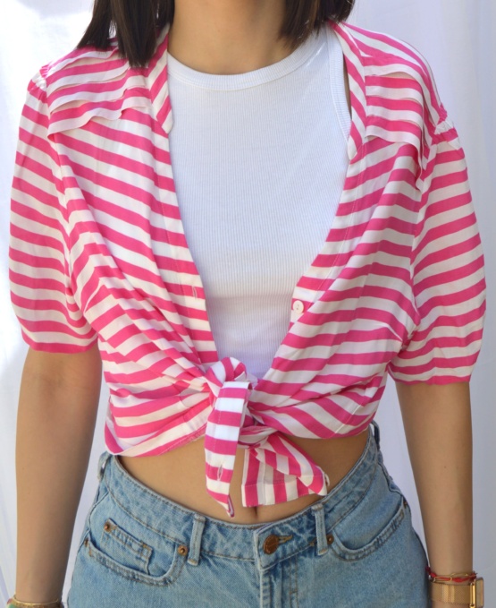 Top rose et blanc t42