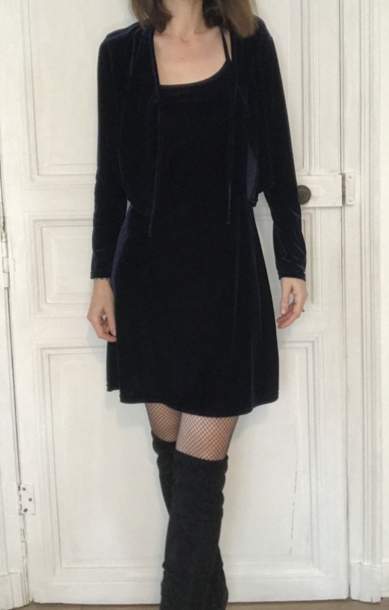 Ensemble robe et gilet velours bleu T 36 – Image 2
