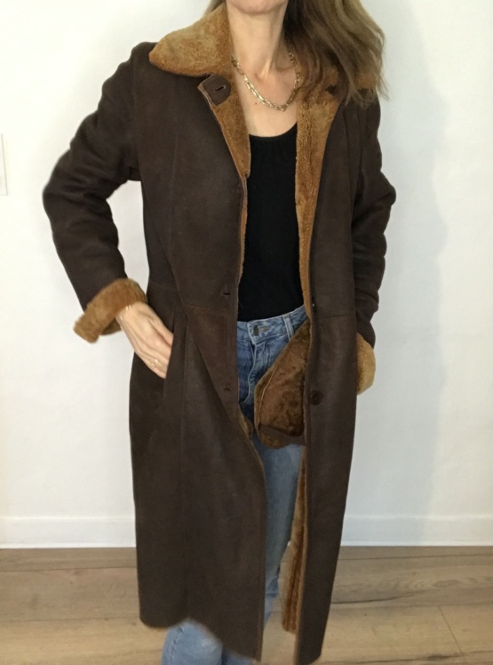 Manteau en cuir marron t XL